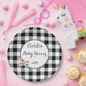 Assiettes En Carton Plaques en papier Baby shower noir et blanc avec v (Fête)