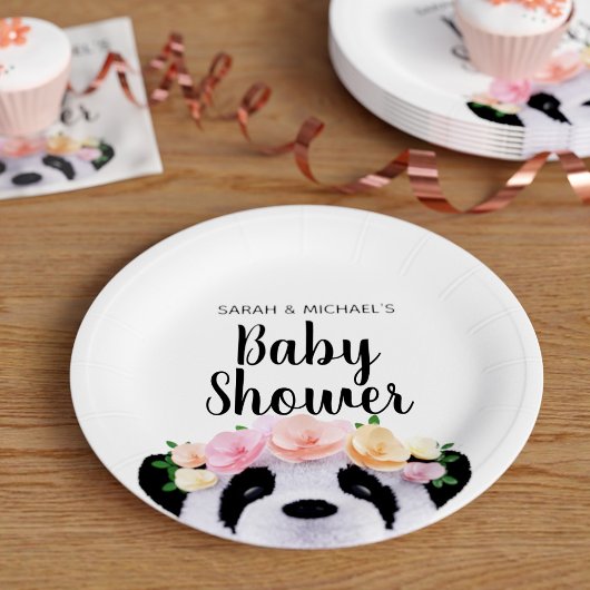 Assiettes En Carton Plaques en papier Baby shower Panda Floral Cute