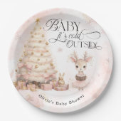 Assiettes En Carton Plaques en papier Baby shower pour bébé fille cerf (Devant)