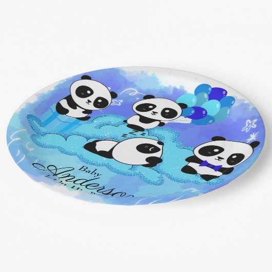 Assiettes En Carton Plaques en papier Baby shower pour bébé garçon Pan (Angle)