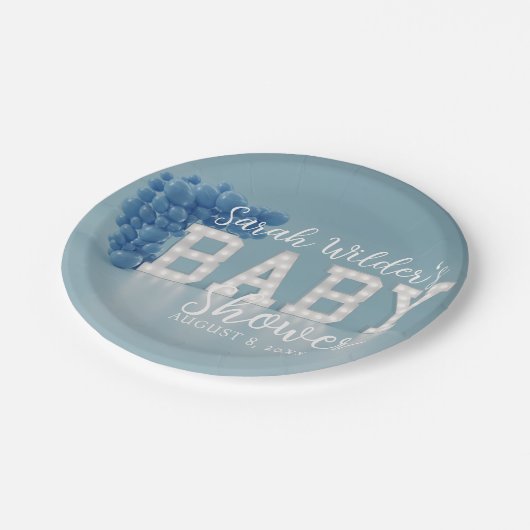 Assiettes En Carton Plaques en papier Baby shower pour garçon bleu (Angle)