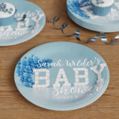 Assiettes En Carton Plaques en papier Baby shower pour garçon bleu