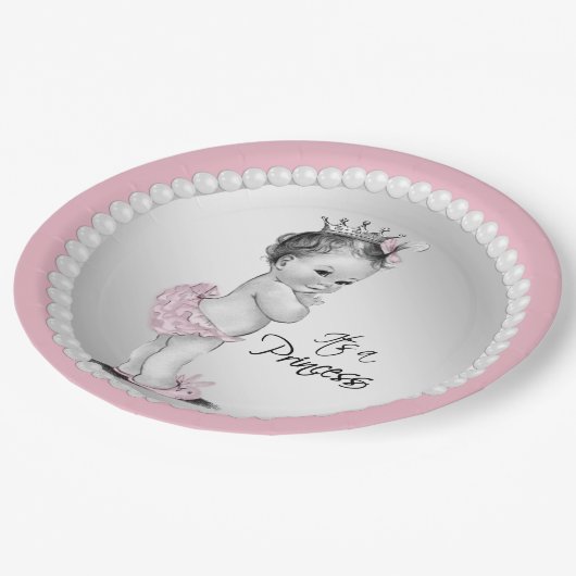 Assiettes En Carton Plaques en papier Baby shower Princess Pearl (Angle)