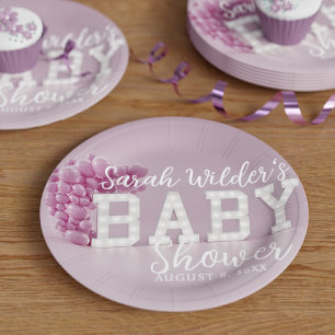 Assiettes En Carton Plaques en papier Baby shower rose fille