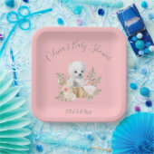Assiettes En Carton Plaques en papier Baby shower rose ours polaire (Fête)
