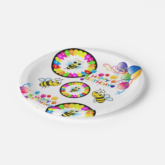 Assiettes En Carton Plaques en papier, Ballons d'anniversaire heureux  (Angle)