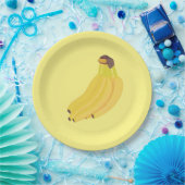 Assiettes En Carton Plaques en papier bananier avec bananes jaunes mûr (Fête)