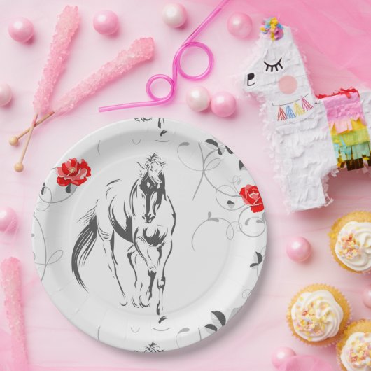 Assiettes En Carton Plaques en papier baroque Horse (Fête)