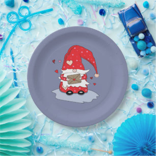 Assiettes En Carton Plaques en papier bleu avec Gnome habillées en ro