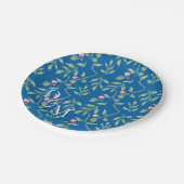 Assiettes En Carton Plaques en papier bleu de Skydiver Floral (Angle)