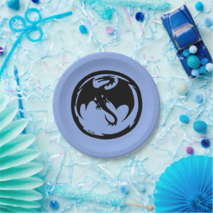 Assiettes En Carton Plaques en papier bleu Dragon noir