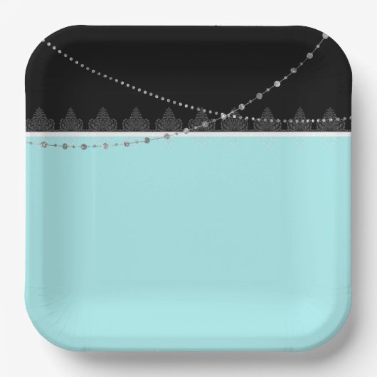 Assiettes En Carton Plaques en papier bleu et noir (Recto)