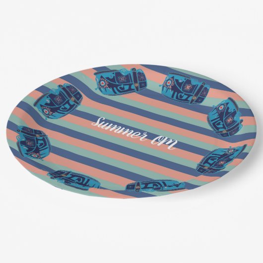 Assiettes En Carton Plaques en papier Boho Van Summer (Angle)