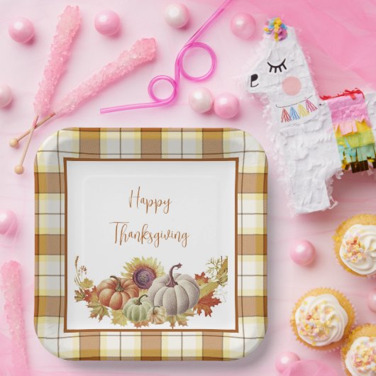 Assiettes En Carton Plaques en papier bon thanksgiving et citrouilles (Fête)