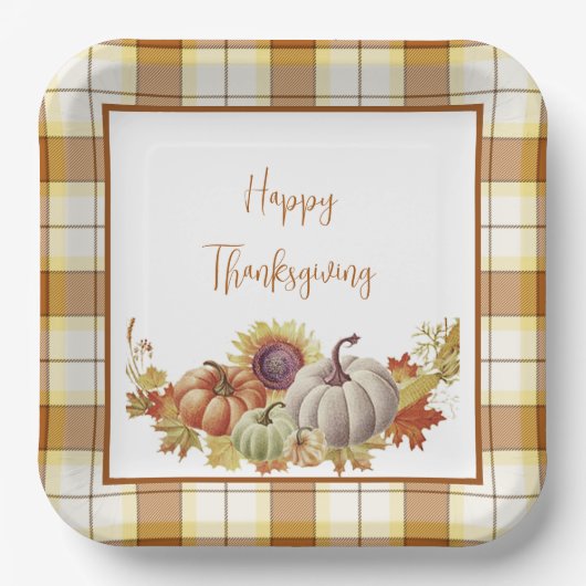 Assiettes En Carton Plaques en papier bon thanksgiving et citrouilles (Recto)