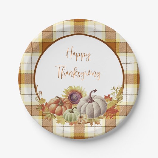 Assiettes En Carton Plaques en papier bon thanksgiving et citrouilles (Devant)
