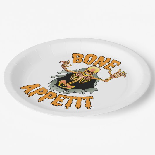 Assiettes En Carton Plaques en papier "Bone Appetit" d'Halloween (Angle)
