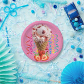 Assiettes En Carton Plaques en papier, Bonne crème glacée aux fraises (Fête)