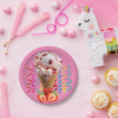 Assiettes En Carton Plaques en papier, Bonne crème glacée aux fraises (Fête)