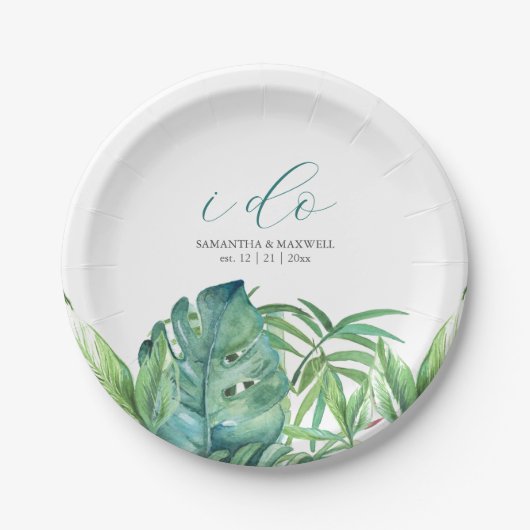 Assiettes En Carton Plaques en papier Botanique Tropical Green (Devant)