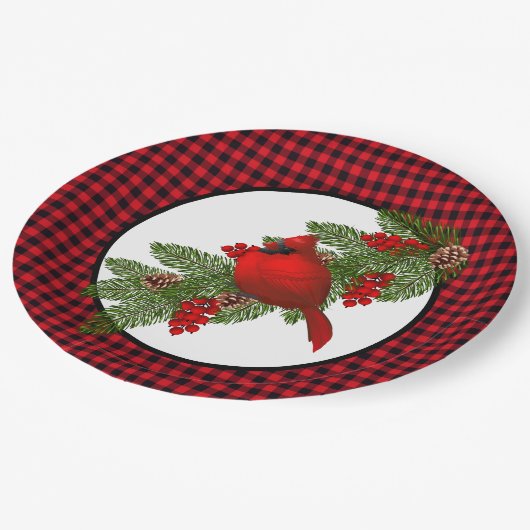 Assiettes En Carton Plaques en papier cardinal de Noël (Angle)