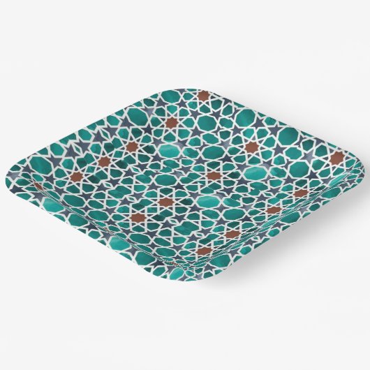 Assiettes En Carton Plaques en papier Carré d'art marocain (Angulaire)