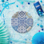 Assiettes En Carton Plaques en papier carrelage bleu (Fête)