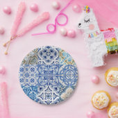 Assiettes En Carton Plaques en papier carrelage bleu (Fête)