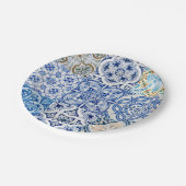 Assiettes En Carton Plaques en papier carrelage bleu (Angle)