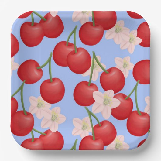 Assiettes En Carton Plaques en papier cerise (Recto)