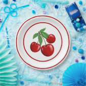 Assiettes En Carton Plaques en papier Cerises rouges (Fête)