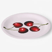 Assiettes En Carton Plaques en papier Cerises rouges - personnalisable (Angle)