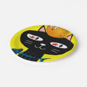 Assiettes En Carton Plaques en papier, Chat noir Kitts Os de poisson J (Angle)