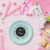 Assiettes En Carton Plaques en papier Chevron Turquoise Baby shower pe (Fête)