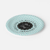 Assiettes En Carton Plaques en papier Chevron Turquoise Baby shower pe (Angle)
