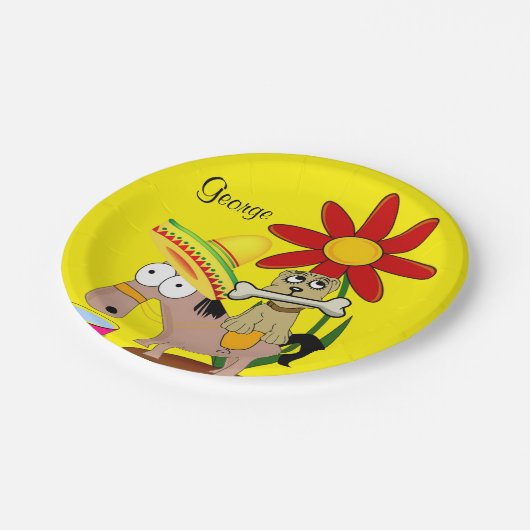 Assiettes En Carton Plaques en papier, chien singe mexicain Sombrero J (Angle)