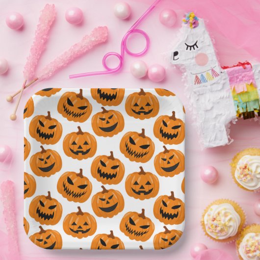 Assiettes En Carton Plaques en papier Citrouille d'Halloween (Fête)