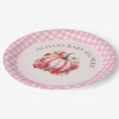 Assiettes En Carton Plaques en papier citrouille Rose En vichy Baby sh (Angle)