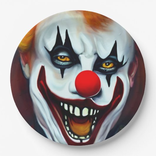 Assiettes En Carton Plaques en papier clown effrayant (Devant)