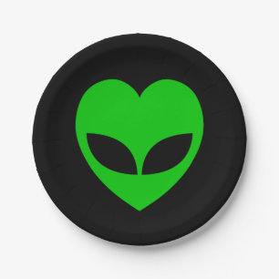 Assiettes En Carton Plaques en papier coeur Alien Love
