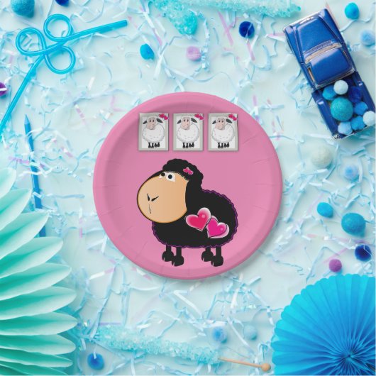 Assiettes En Carton Plaques en papier, Coeurs roses de mouton (Fête)