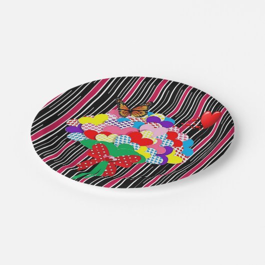 Assiettes En Carton Plaques en papier Coeurs rouges Aimer Bande victor (Angle)