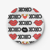 Assiettes En Carton Plaques en papier Coeurs rouges Aimer Xoxo (Devant)