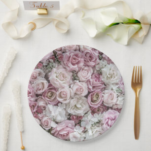 Assiettes En Carton Plaques en papier - Collage Rose victorien