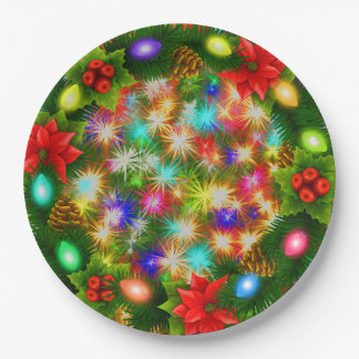 Assiettes En Carton Plaques en papier coloré Noël & Étoile 9"