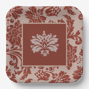 Assiettes En Carton Plaques en papier damassé de rouille de cuivre