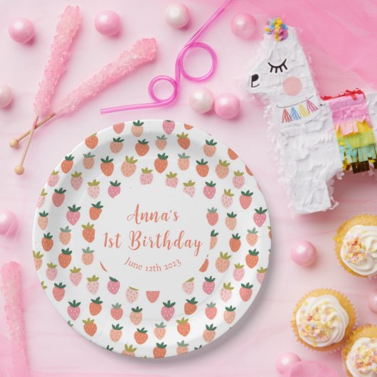 Assiettes En Carton Plaques en papier d'anniversaire aux fraises migno (Fête)