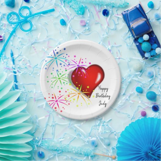 Assiettes En Carton Plaques en papier d'anniversaire, Coeurs rouges (Fête)