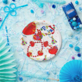 Assiettes En Carton Plaques en papier d'anniversaire, Coeurs rouges (Fête)