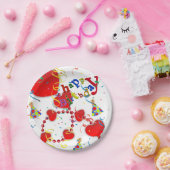 Assiettes En Carton Plaques en papier d'anniversaire, Coeurs rouges (Fête)